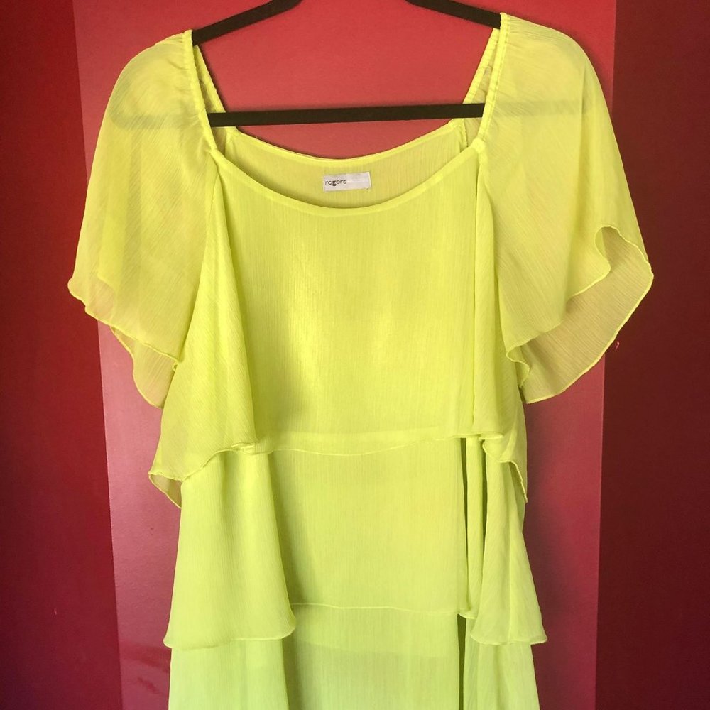 Lime Oversized Ruffled Summer Top Rogers